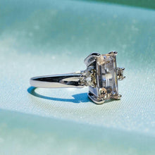Load image into Gallery viewer, Peach Morganite Engagement Ring - 14K White Gold Natural Emerald Cut 1CTW Three Stone Size 7 - 2.5g Alternative Wedding Ring Fine Jewelry
