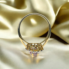 Load image into Gallery viewer, Rose De France Amethyst Halo Ring - 10K Yellow Gold Pink Amethyst 1.50CT Oval Cut Size 8.25 - 2.4g February Birthstone Fine Jewelry
