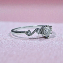 Load image into Gallery viewer, Diamond Scroll Engagement Ring - 10K White Gold 1/3CT Fairytale Ornate Band Size 6.5 - Round Cut Diamond Prong Channel Set Fine Jewelry
