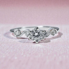 Load image into Gallery viewer, Diamond Scroll Engagement Ring - 10K White Gold 1/3CT Fairytale Ornate Band Size 6.5 - Round Cut Diamond Prong Channel Set Fine Jewelry
