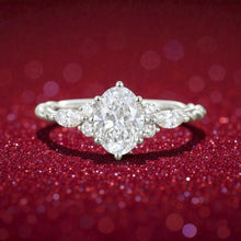 Load image into Gallery viewer, Moissanite Engagement Ring - 10K White Gold Oval Cut Fairytale Vine Twist 2CT TW Size 8 - Claw Prong Fantasy Wedding Ring Fine Jewelry
