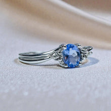 Load image into Gallery viewer, Tanzanite Diamond Ring - 10K White Gold Oval Solitaire 1/2ct - Size 7 - 1.5g December Birthstone Engagement Anniversary Fine Jewelry
