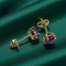 Load image into Gallery viewer, Burmese Ruby Stud Earrings - Vintage 14K Yellow Gold Oval 1.25cttw Natural 6x4mm - July Birthstone Anniversary Fine Jewelry
