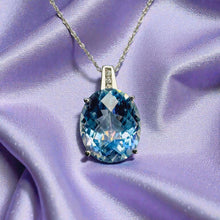 Load image into Gallery viewer, Mystic Topaz Diamond Necklace - 10K White Gold Large 6ct Oval Pastel Rainbow Neptune Topaz - 18 Inch 2.7g Fairytale Fantasy Fine Jewelry

