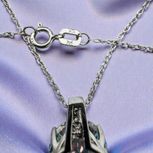 Load image into Gallery viewer, Mystic Topaz Diamond Necklace - 10K White Gold Large 6ct Oval Pastel Rainbow Neptune Topaz - 18 Inch 2.7g Fairytale Fantasy Fine Jewelry
