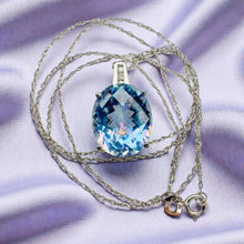 Load image into Gallery viewer, Mystic Topaz Diamond Necklace - 10K White Gold Large 6ct Oval Pastel Rainbow Neptune Topaz - 18 Inch 2.7g Fairytale Fantasy Fine Jewelry
