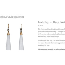 Load image into Gallery viewer, Rock Crystal Earrings - Antique Victorian 14K Yellow Gold Pools of Light Drop - Circa 1880 - 54mm French Wire Torpedo Dangle Fine Jewelry
