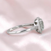 Load image into Gallery viewer, ESTATE- 14K White Gold -Aquamarine &amp; Diamond Halo Ring -Sz 7- 2CTTW- Cushion Cut- 2.6g Wedding Ring -Anniversary Gift - 585 14k Gold
