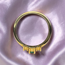 Load image into Gallery viewer, Emerald Diamond Ring - Estate 10K Yellow Gold Three Stone Colombian - Size 8 - 1/4ct Past Present Future Trilogy May Birthstone Fine Jewelry
