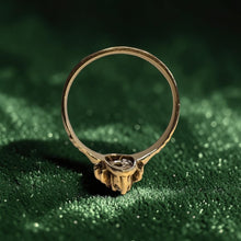 Load image into Gallery viewer, Burmese Ruby Old Mine Diamond Navette Ring - Antique Victorian 14K Yellow Gold Three Stone Carved Setting Circa 1890s Size 5.75 Fine Jewelry
