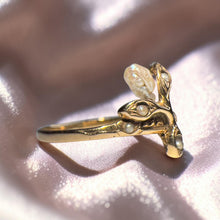 Load image into Gallery viewer, Baroque Pearl Ring - Antique Art Nouveau 14K Yellow Gold Seed Pearl Ring - Size 6.5 - Twig Branch Floral Dainty Victorian Fine Jewelry
