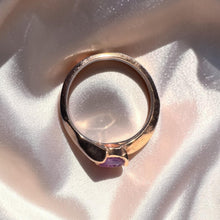 Load image into Gallery viewer, Amethyst Bypass Solitaire Ring - Estate 10K Rose Gold .75-1.00CT Pear Cut Lilac Lavender Amethyst Prong Set - Size 6 - 2.2g Fine Jewelry
