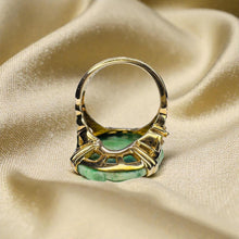 Load image into Gallery viewer, Carved Nephrite Jade Ring - Antique Art Nouveau 10K Yellow Gold Floral Motif - Circa 1920s - Size 5 - Wearable Artifact Estate Fine Jewelry
