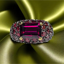 Load image into Gallery viewer, Estate Indian Garnet Cluster Ring - 10K Yellow Gold Rhodolite 4.52CTW Pave Set Size 6 - 4.4g January Birthstone Cocktail Fine Jewelry
