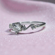 Load image into Gallery viewer, Diamond Scroll Engagement Ring - 10K White Gold 1/3CT Fairytale Ornate Band Size 6.5 - Round Cut Diamond Prong Channel Set Fine Jewelry

