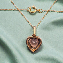 Load image into Gallery viewer, Morganite &amp; Diamond Halo Necklace - 10K Rose Gold Heart Pendant 1.25CT Pink Morganite - 18 Inch Chain - 1.8g April Birthstone Fine Jewelry
