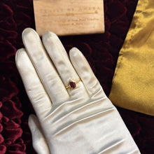 Load image into Gallery viewer, Indian Garnet Diamond Ring - Estate 14K Yellow Gold Pear Cut Solitaire 1.5ct - Size 6 - January Birthstone Anniversary Fine Jewelry

