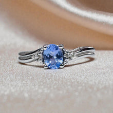 Load image into Gallery viewer, Tanzanite Diamond Ring - 10K White Gold Oval Solitaire 1/2ct - Size 7 - 1.5g December Birthstone Engagement Anniversary Fine Jewelry
