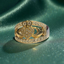 Load image into Gallery viewer, GlenCara Irish Diamond Claddagh Ring - 10K Two Tone Yellow White Gold .26CT Diamond Heart Crown Ring - Size 11 - 5.9g Fine Jewelry
