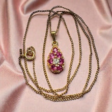 Load image into Gallery viewer, Ruby Old European Cut Diamond Cluster Necklace - Antique 14K Yellow Gold .85CT Ruby Diamond Halo Teardrop Pendant - Circa 1880 Fine Jewelry
