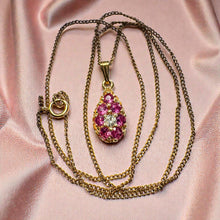 Load image into Gallery viewer, Ruby Old European Cut Diamond Cluster Necklace - Antique 14K Yellow Gold .85CT Ruby Diamond Halo Teardrop Pendant - Circa 1880 Fine Jewelry
