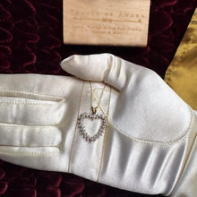 Load image into Gallery viewer, Diamond Heart Necklace - Vintage 10K Yellow Gold Halo 0.57cttw - 18 Inch 44-Stone Romantic Anniversary Push Present Fine Jewelry
