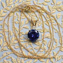 Load image into Gallery viewer, ESTATE- 10K Gold -LARGE Blue Sapphire &amp; Natural Diamond Necklace -18"- 1.6CTTW September Birthstone Ceylon Blue Sapphire Necklace -Valentine
