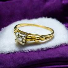 Load image into Gallery viewer, Old Mine Cut Diamond Ring - Antique Edwardian 14K Gold Solitaire - Size 9.5 - Circa 1910 Handmade Engagement Wedding Fine Jewelry

