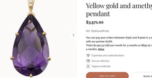 Load image into Gallery viewer, Amethyst Necklace - Vintage 14K Yellow Gold Large Pear Cut 7ct Solitaire - 24 Inch 585 Gold February Birthstone Anniversary Fine Jewelry
