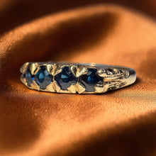 Load image into Gallery viewer, Sapphire Ring - Antique Victorian 14K Yellow Gold Five Stone Half Hoop - Size 6.5 Circa 1880s 1.25ct Natural Blue Sapphire Blue Fine Jewelry
