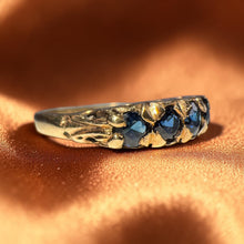 Load image into Gallery viewer, Sapphire Ring - Antique Victorian 14K Yellow Gold Five Stone Half Hoop - Size 6.5 Circa 1880s 1.25ct Natural Blue Sapphire Blue Fine Jewelry
