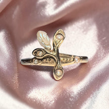 Load image into Gallery viewer, Baroque Pearl Ring - Antique Art Nouveau 14K Yellow Gold Seed Pearl Ring - Size 6.5 - Twig Branch Floral Dainty Victorian Fine Jewelry
