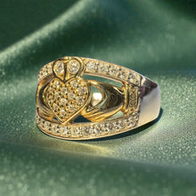 Load image into Gallery viewer, GlenCara Irish Diamond Claddagh Ring - 10K Two Tone Yellow White Gold .26CT Diamond Heart Crown Ring - Size 11 - 5.9g Fine Jewelry
