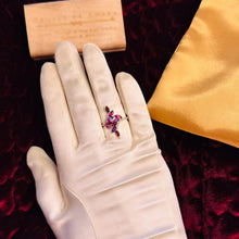 Load image into Gallery viewer, Garnet Amethyst Leaf Vine Bypass Ring - Estate 10K Yellow Gold 1.5CTTW Marquise Cut Garnet Amethyst Diamond Accents - Size 7 Fine Jewelry
