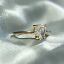 Load image into Gallery viewer, Salt And Pepper Pear Diamond Ring - 14K Yellow Gold .35-.40CT Icy Fantasy Cut Natural Earth Mined Diamond Solitaire - Size 5 Fine Jewelry
