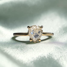 Load image into Gallery viewer, Salt And Pepper Pear Diamond Ring - 14K Yellow Gold .35-.40CT Icy Fantasy Cut Natural Earth Mined Diamond Solitaire - Size 5 Fine Jewelry
