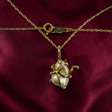 Load image into Gallery viewer, Baroque Pearl Necklace - 14K Yellow Gold Art Nouveau Brutalist Freeform Pendant 10x7.2mm Keshi Pearl - 17 Inch Chain - 1.6g Fine Jewelry
