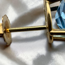 Load image into Gallery viewer, Swiss Blue Topaz Stud Earrings - Vintage Circa 1980s 14K Yellow Gold 5CT Natural Blue Topaz 9x7mm - December Birthstone Fine Jewelry
