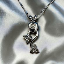 Load image into Gallery viewer, Diamond Heart Necklace - 14K White Gold Dainty Pendant 7 Natural Round Cut Diamonds 1/4 CTTW - 16 Inch Chain - 2.1g Romantic Fine Jewelry
