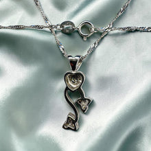 Load image into Gallery viewer, Diamond Heart Necklace - 14K White Gold Dainty Pendant 7 Natural Round Cut Diamonds 1/4 CTTW - 16 Inch Chain - 2.1g Romantic Fine Jewelry
