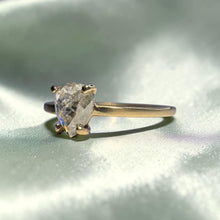 Load image into Gallery viewer, Salt And Pepper Pear Diamond Ring - 14K Yellow Gold .35-.40CT Icy Fantasy Cut Natural Earth Mined Diamond Solitaire - Size 5 Fine Jewelry

