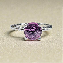 Load image into Gallery viewer, Pink Sapphire Solitaire Ring - James Allen 14K White Gold Natural 1ct Round Cut - Twisted Rope Band - Size 6 - September Estate Fine Jewelry
