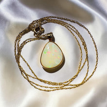 Load image into Gallery viewer, Australian Opal Pendant Necklace - Vintage 10K Yellow Gold Natural White Opal - 19" Chain - October Birthstone Estate Fine Jewelry - 1.4g
