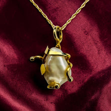 Load image into Gallery viewer, Baroque Pearl Necklace - 14K Yellow Gold Art Nouveau Brutalist Freeform Pendant 10x7.2mm Keshi Pearl - 17 Inch Chain - 1.6g Fine Jewelry

