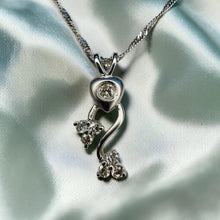 Load image into Gallery viewer, Diamond Heart Necklace - 14K White Gold Dainty Pendant 7 Natural Round Cut Diamonds 1/4 CTTW - 16 Inch Chain - 2.1g Romantic Fine Jewelry
