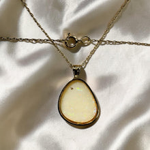 Load image into Gallery viewer, Australian Opal Pendant Necklace - Vintage 10K Yellow Gold Natural White Opal - 19" Chain - October Birthstone Estate Fine Jewelry - 1.4g
