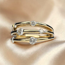 Load image into Gallery viewer, Natural Diamond Ring - 10K Gold -Size 5 - 1/3CT Scattered Split Shank Ring -3.3g Three Band Triple Band Engagement Wedding Ring Fine Jewelry
