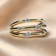 Load image into Gallery viewer, Natural Diamond Ring - 10K Gold -Size 5 - 1/3CT Scattered Split Shank Ring -3.3g Three Band Triple Band Engagement Wedding Ring Fine Jewelry
