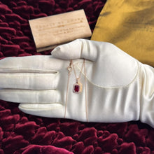 Load image into Gallery viewer, 14K Rose Gold Natural Indian Garnet &amp; Halo Diamond Necklace- 18" -2.3g Earth Mined Garnet Necklace Anniversary Gift Wife January Birthstone
