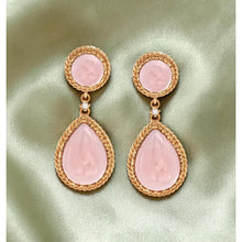 Load image into Gallery viewer, 14K Gold Natural Peruvian Pink Opal &amp; Diamond Earrings 9.78cttw Gumball Opal Dangle Drop Earrings 6.6g October Birthstone Fine Jewelry
